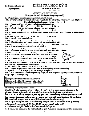 Bộ đề kiểm tra học kỳ II môn Toán 9 - Sở GD & ĐT Quang Nam